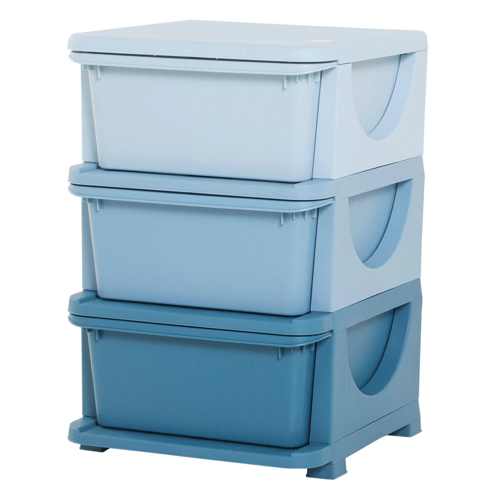 

3 Tier Kids Storage Unit Dresser Tower with Drawers Chest Toy Organizer for Bedroom Nursery Kindergarten Living Room for Boys
