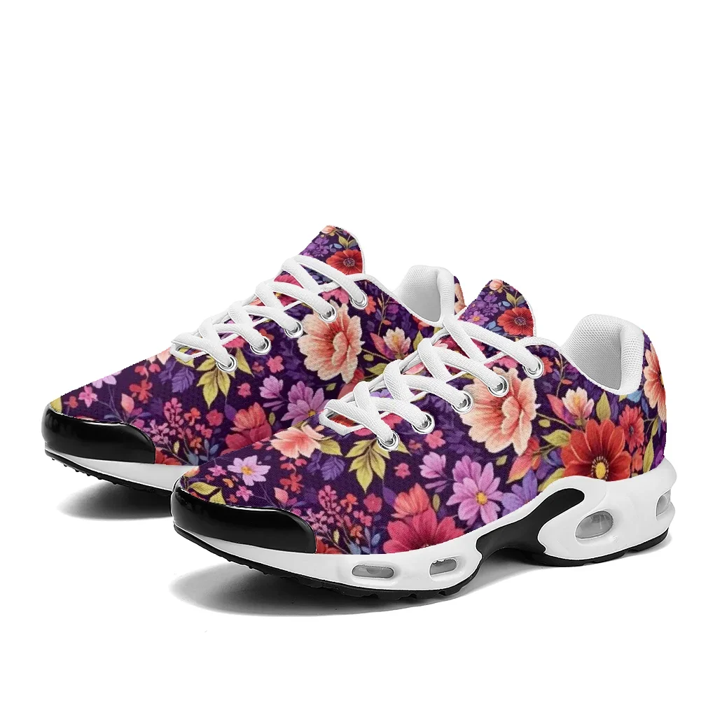 

Кроссовки с красным цветочным принтом, дышащим сетчатым верхом и воздушной подушкой, подходят для мужчин и женщин, спортивная обувь.