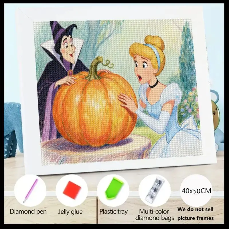 

1 шт., 5D DIY, полный дрель, набор для алмазной живописи, Золушка, волшебная тыква, трансформация, хрустальные стразы, фантазийная сказка W