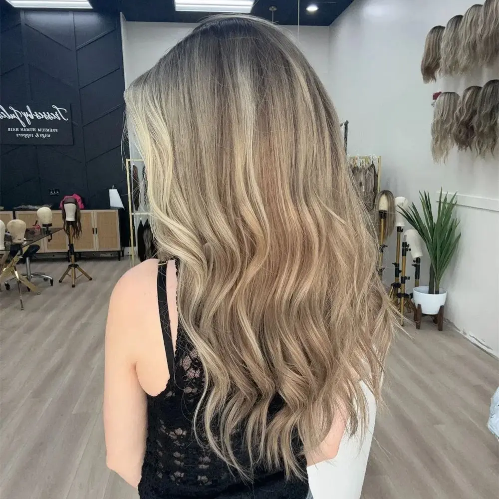

Ash Golden Blonde Blend Lace Front Wigs for Woman Natural Women Wig Pre Plucked Hairline Synthetic High Quality Fiber Cosplay