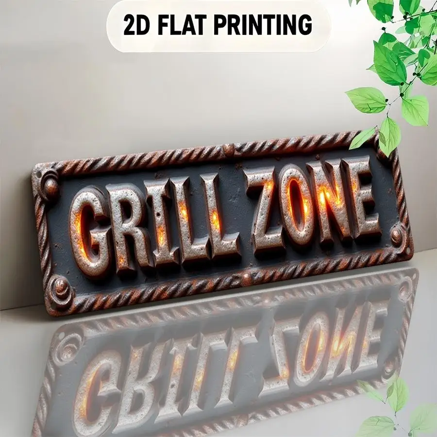 1/5/10/20/50/100pcs 2D Flat, GRILL ZONE Vintage BBQ Wall Decor Sign - Suitable for Bars, Kitchens & for Man Caves, Wood Hanging