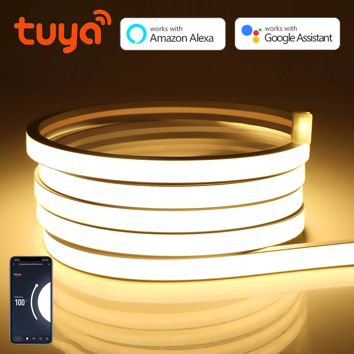 Tuya Smart Home WiFi Wireless Control LED Neon Strip Light DC5V USB USB Waterproof Flexible Tape Support Alexa Echo Google Home