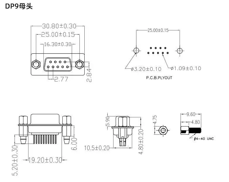 2 Stück DP9 Pin Rivet Fishhook Typ DB9/15/25/37 Stecker und Buchse Gerade Lötplatte Serieller Anschluss RS232 COM – Detail 2