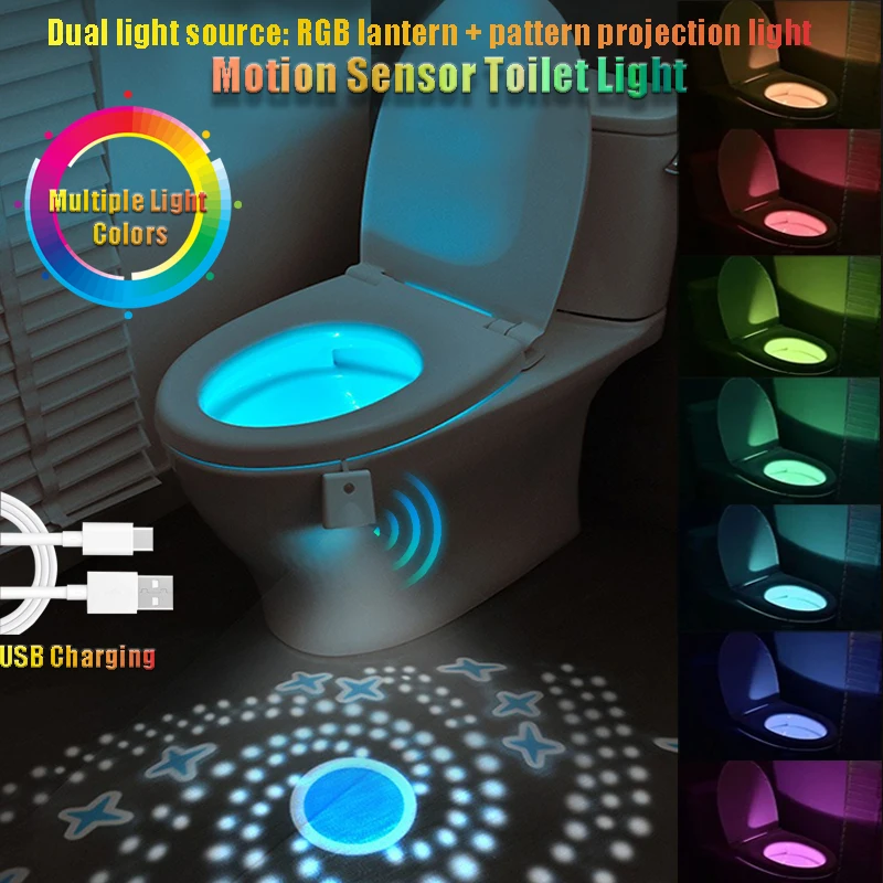 108 Colors Toilet Night Lights Led Motion Sensor Lamp Backlight Smart Rechargeable Waterproof Lamp for Toilet Bowl Bathroom Wc