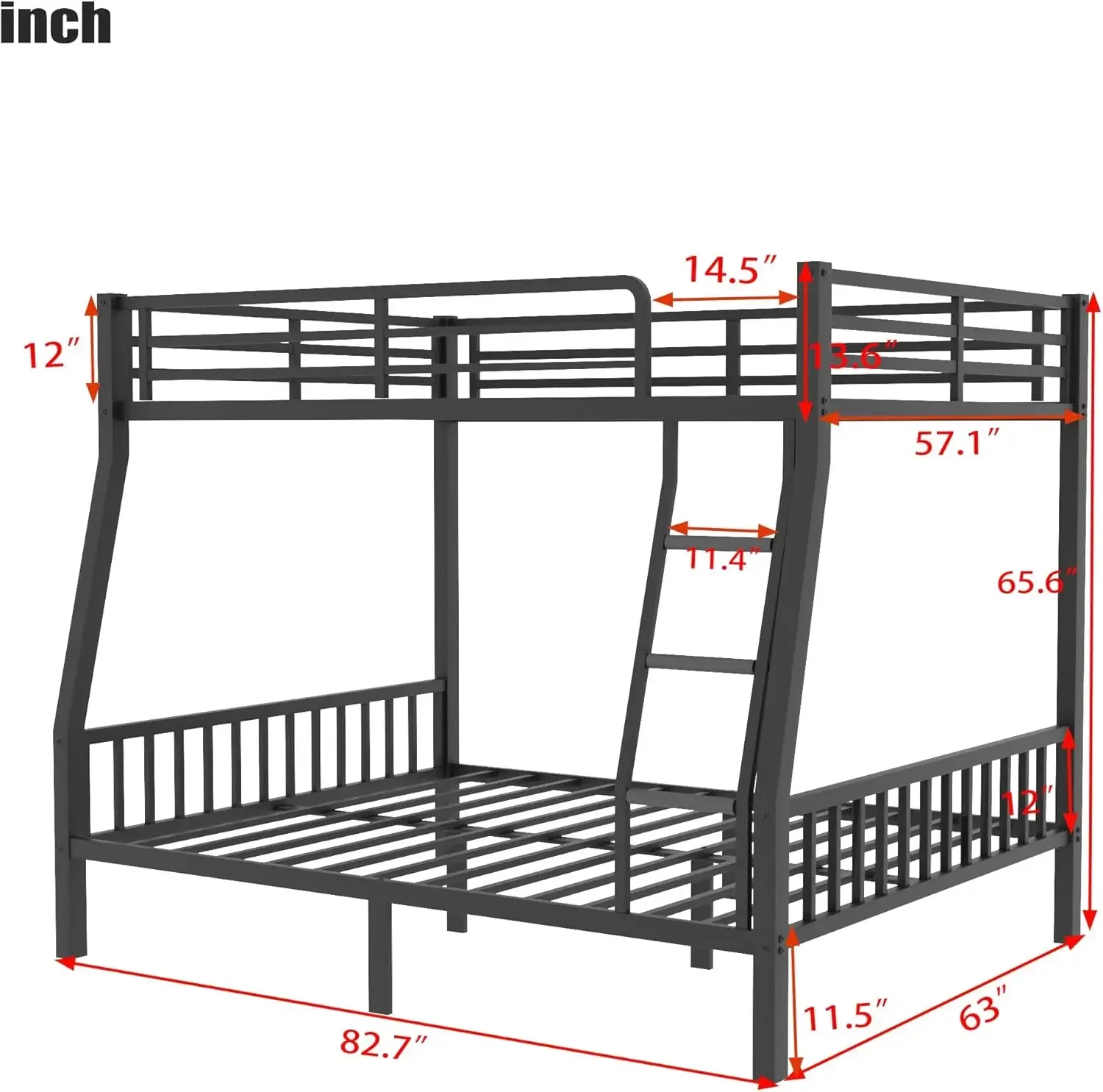 Full Xl over queensize stapelbedden voor volwassenen, robuust metalen stapelbedframe met PVC-rubberen afdekladders en veiligheidslengte