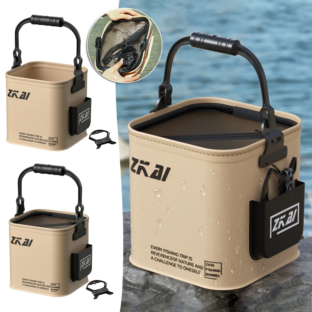 Foldable Fish Bucket With Handle Multi-Purpose Collapsible Fish Bucket Large Capacity Water Container For Outdoor Camping Picnic