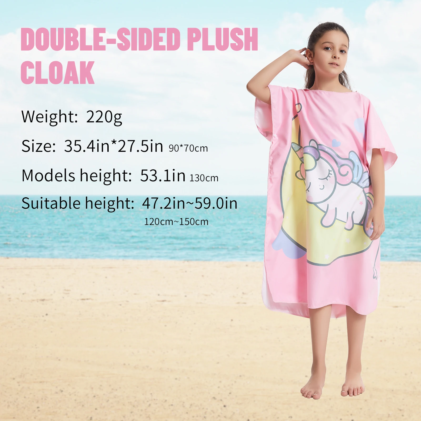 Microfiber children quickdrying robe, printed animals hooded towel poncho, water absorption quick-drying sand-free for swimming