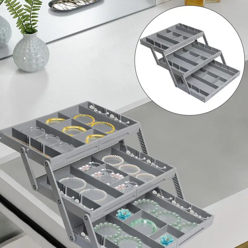 Drawer Organizer Tray 2/3 Tier Storage Expandable Drawer Jewelry Organizer Foldable Desktop Organizer Box With Adjustable