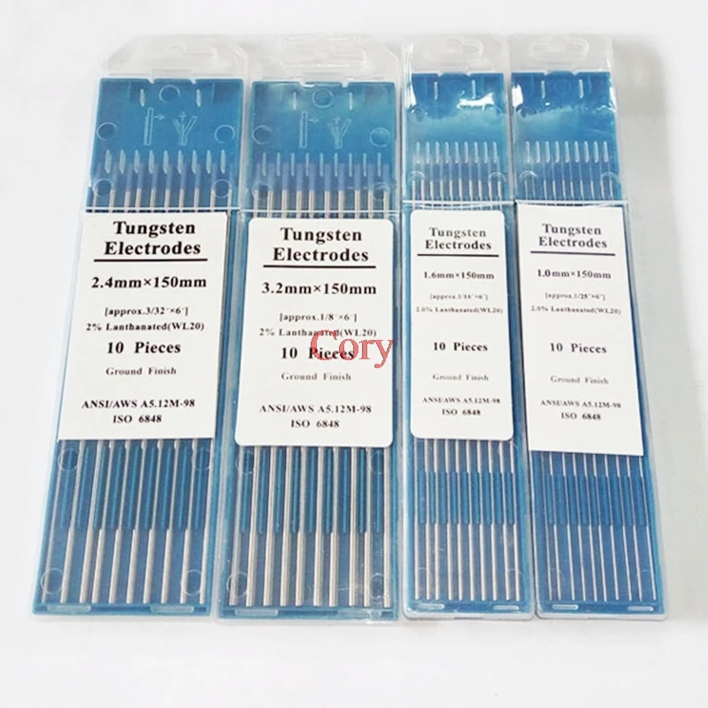 10pcs/Box Welding Electrodes Rods WL20 1.0/1.6/2.4mm Blue Head Lanthanum Tungsten Electrodes Low Temperature Tig Soldering Rods