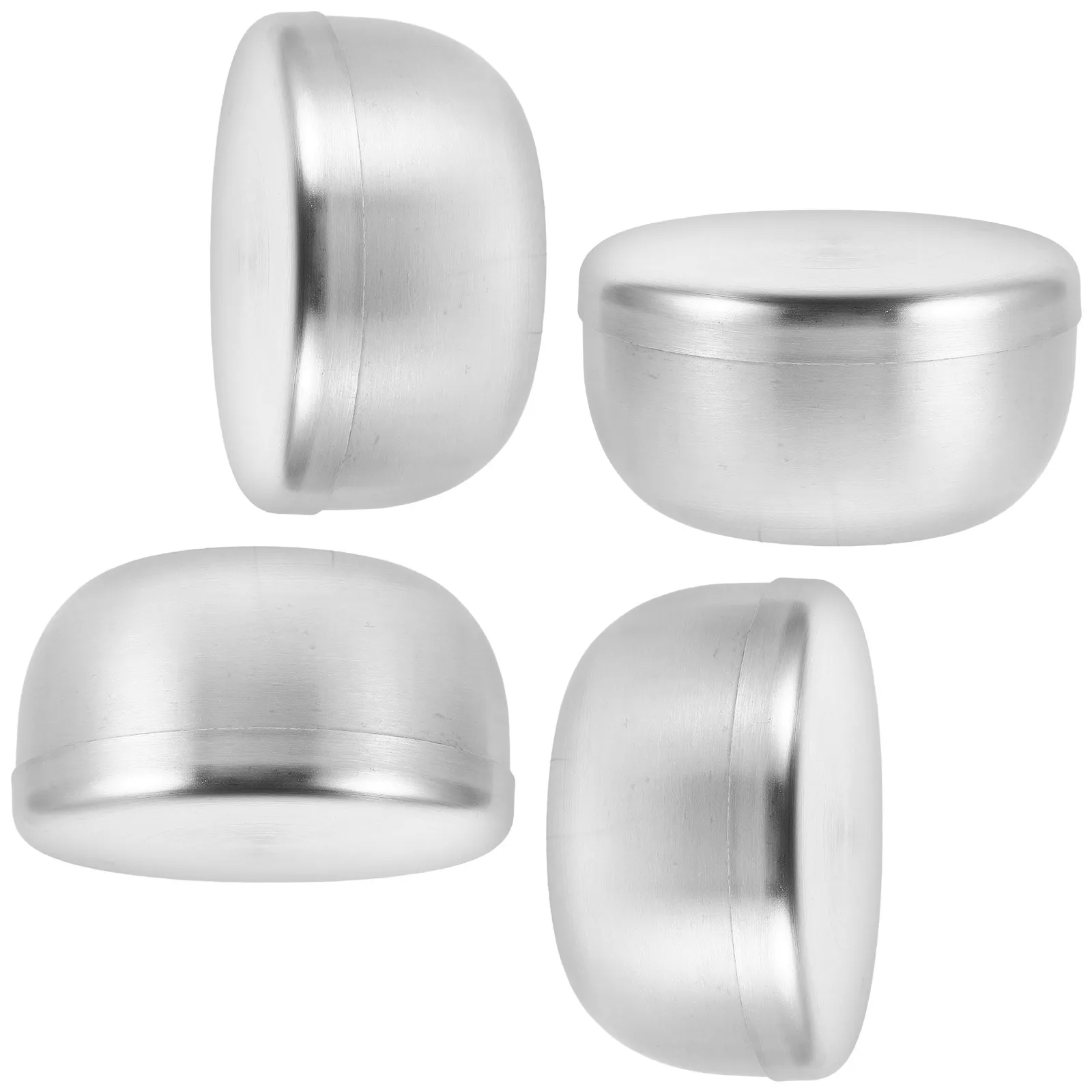Stainless Steel Shaving Bowl Set 4 Pack Round Metal Soap Mugs for Beard Cream Lather Foaming and Mixing