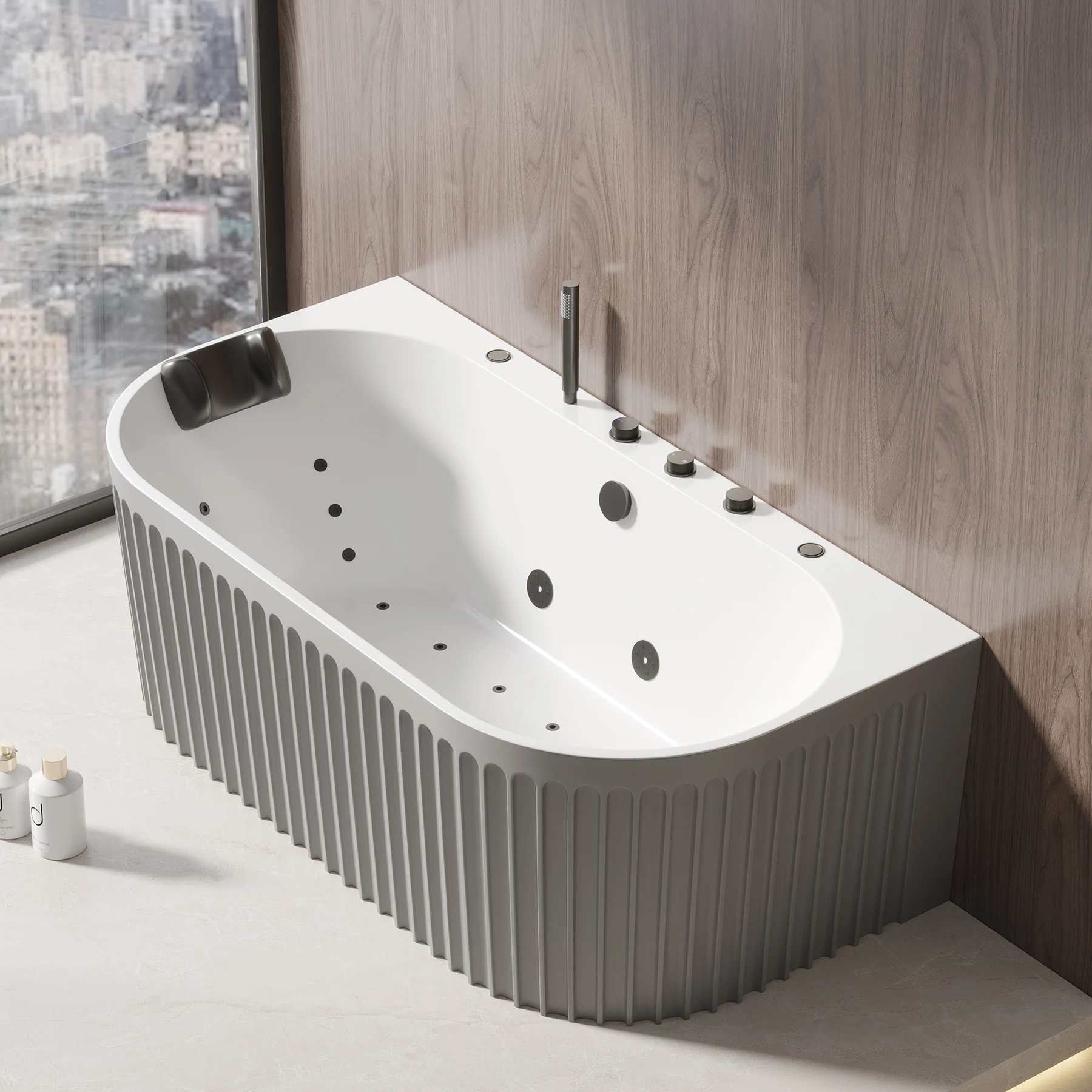 OEM Bathroom Soaking Whirlpools Air Massage Acrylic Freestanding SPA Corner Bathtub