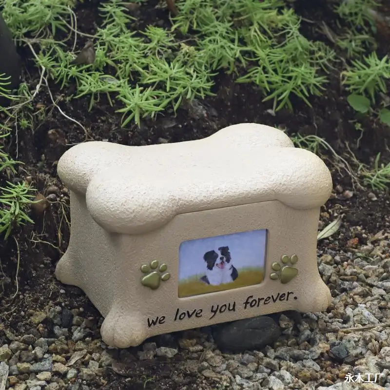 

Creative Resin Creative Pet Dog Cinerary Casket with Photo Frame Kitten Puppy Animal Memorial Funeral Supplies Decorative Crafts