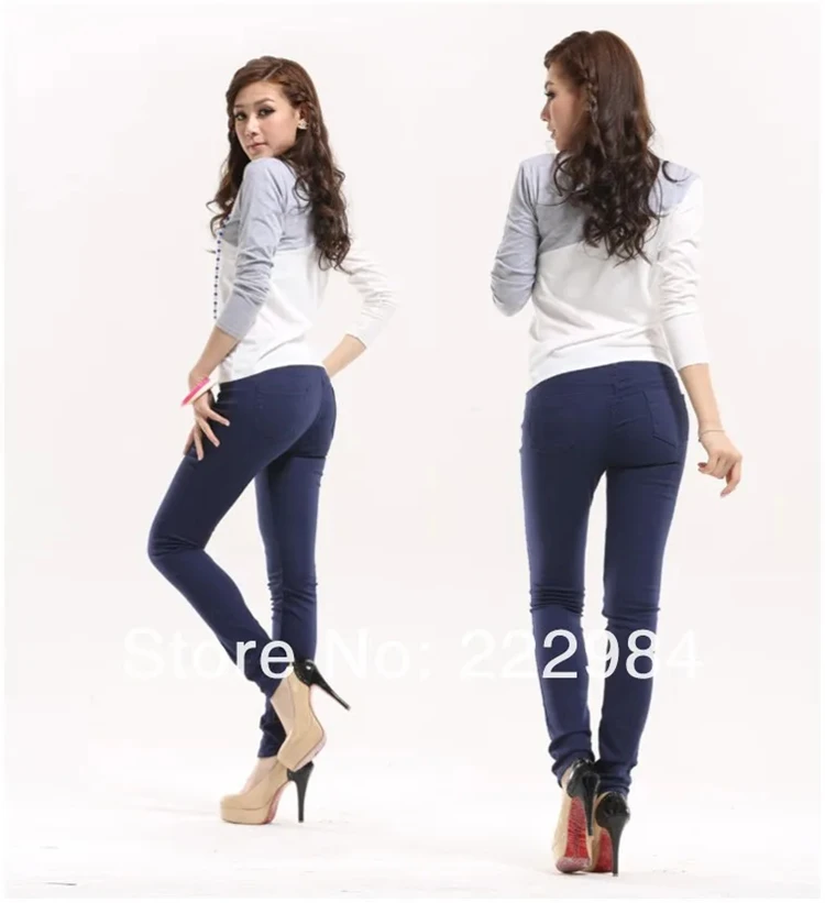 spring and autumn Fashion casual cotton candy colored Plus size brand fat female women girls stretch pencil jeans