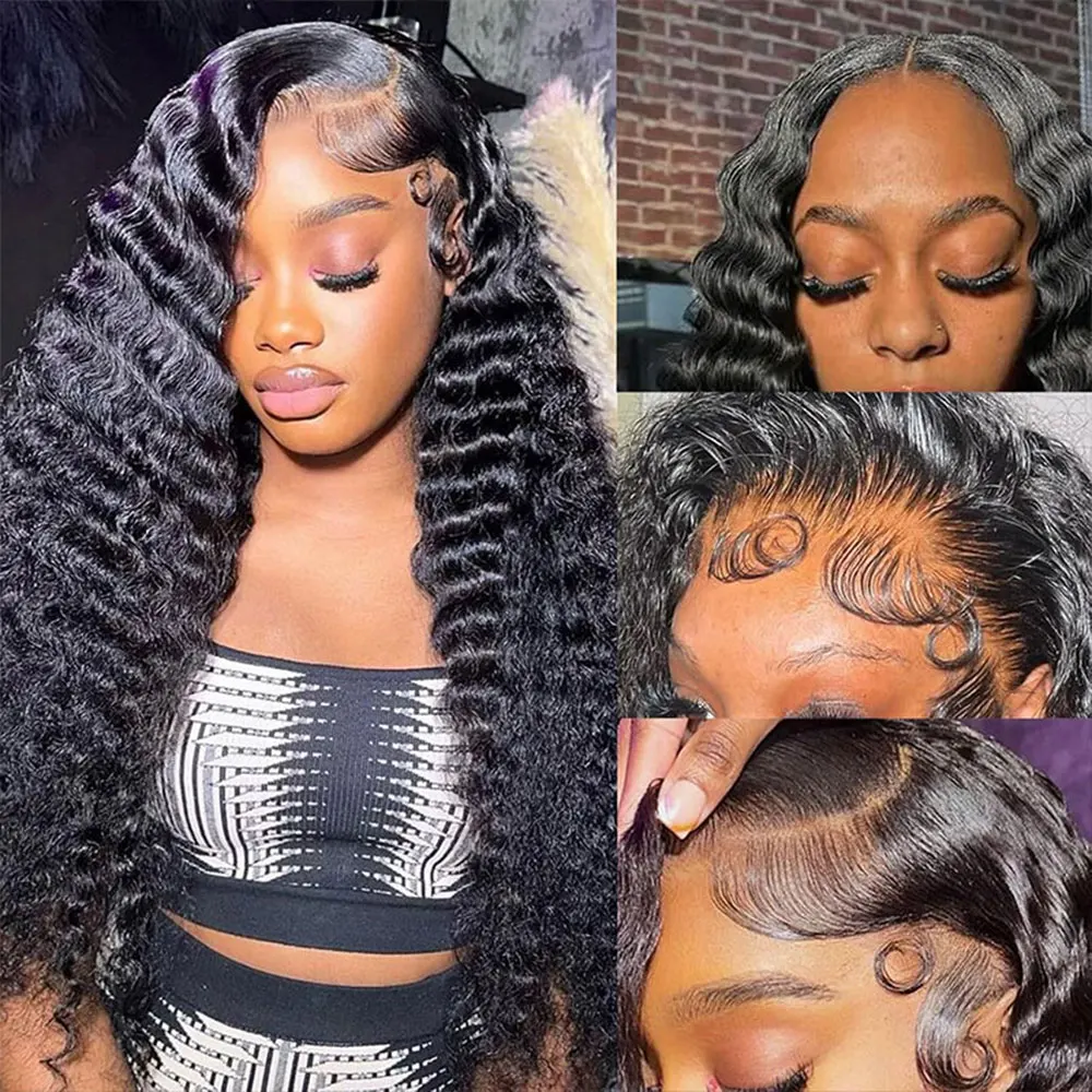 200 الكثافة 36 بوصة موجة عميقة شعر مستعار أمامي 13x4 HD شعر مستعار دانتيل 13X6 شعر الإنسان 5X5 غلويليس الباروكات خصلات الشعر المستعار الإنسان للنساء