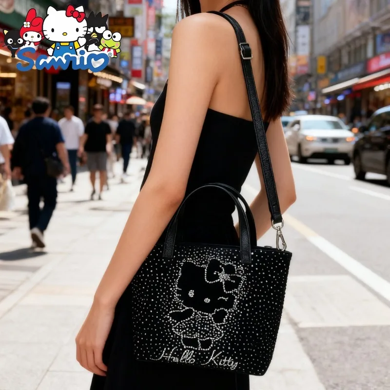  Hello Kitty New Women's Diamond Handbag Shiny Fashion Women's Diamond Shoulder Bag Large Capacity Personality Women's Bag