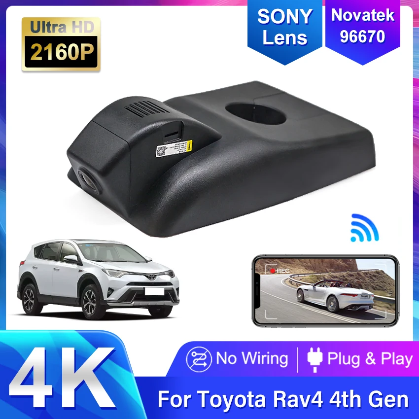 Hidden Car DVR Wifi Video Recorder 4K Dash Cam Camera Easy Installation For Toyota RAV4 Xa40 GXL 2016 2017 2018,Car Accessories