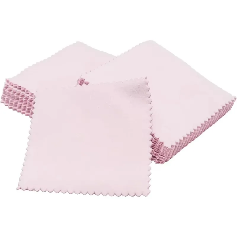 50pcs 8cm*8cm for Clean Cleaning Cloth Polishing Cloth Jewelry Polishing Pink Color Fabric Polish Cleaning Cloth Care