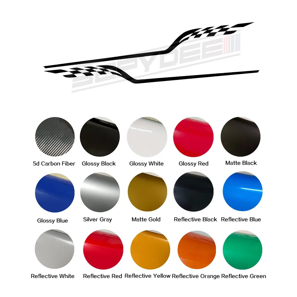 2Pcs Car Rocker Panel Upper Side Stripes Decal For Chevrolet Camaro 2016-2024 Body Checkered Graphics Sticker