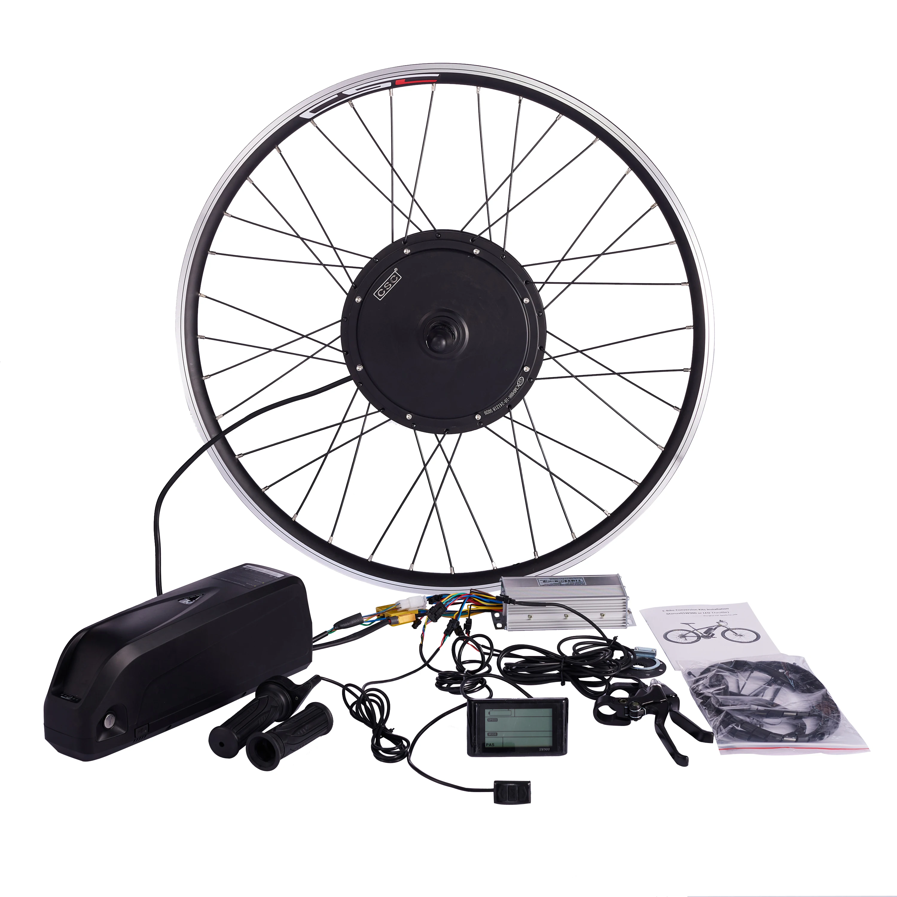 Kit de conversión de bicicleta eléctrica CSC con batería de 48V, motor de cassette de rueda libre de 500W, 1000W, 1500W, kit de rueda delantera y trasera para bicicleta eléctrica.