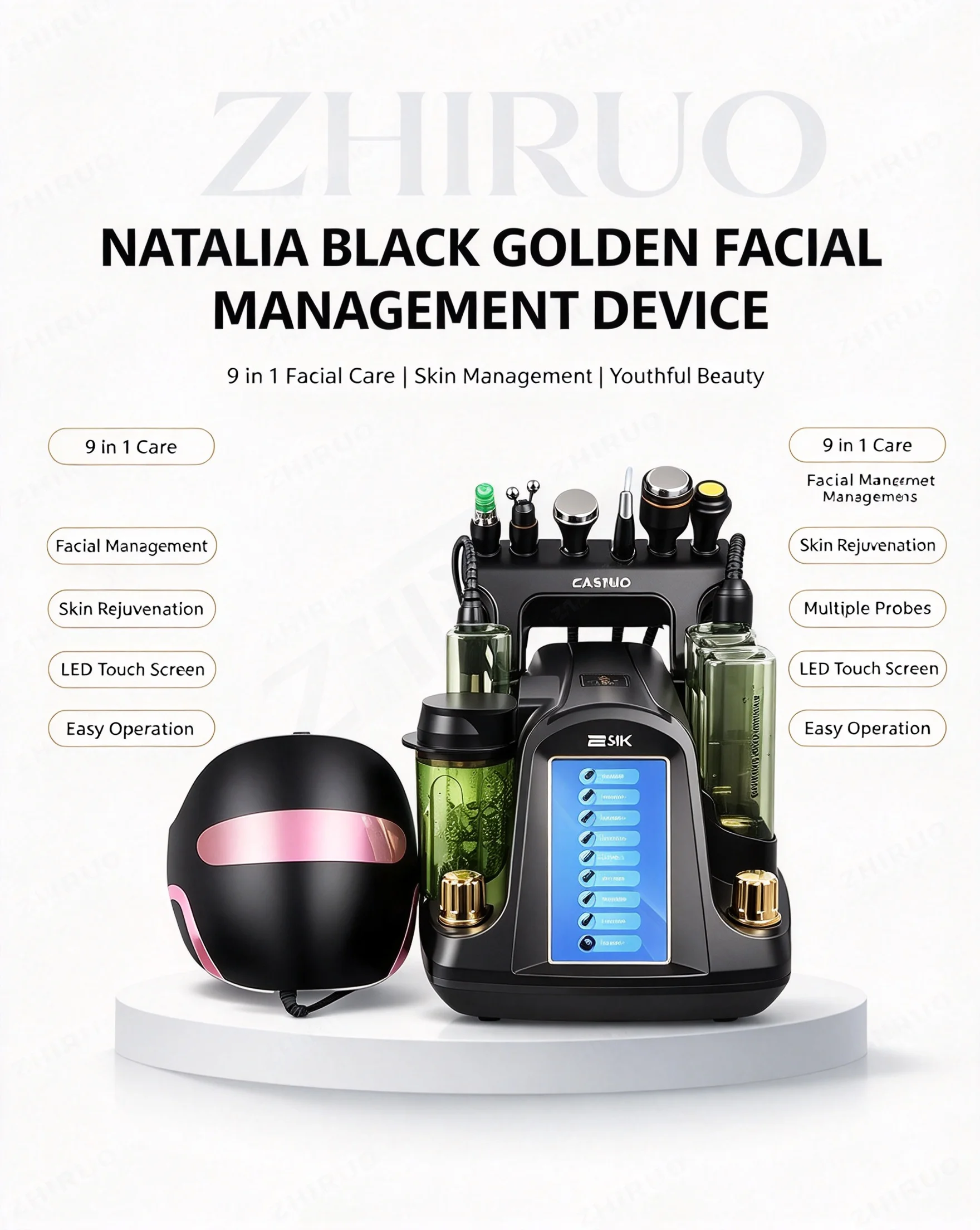 Best Sale Portable H2o2 Hydro Aqua Peel Hydrodermabrasion Facial Machine Natalia 9 in 1 Hydro Beauty Facial Machine