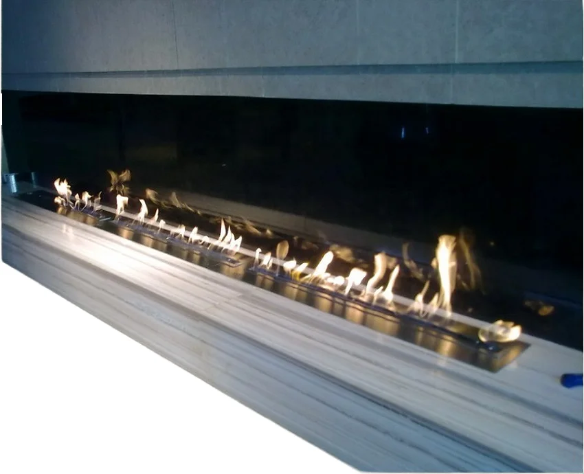 Ethanol Fireplace, 500mm Linear Stainless Steel Insert Bioethanol Fireplace with Remote Control, Ventless Smokeless Heater