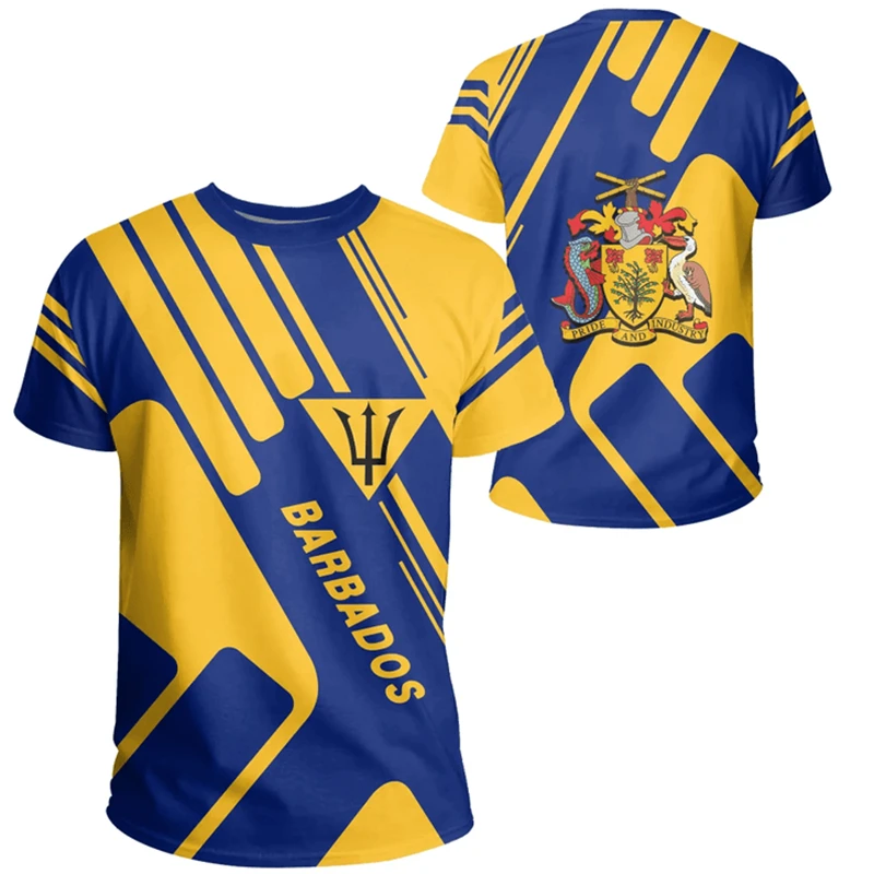 Barbados Flag Map 3D Printed T Shirt For Men Clothes Fashion Male T-Shirt National Emblem Tshirt Independence Day Tee Women Tops