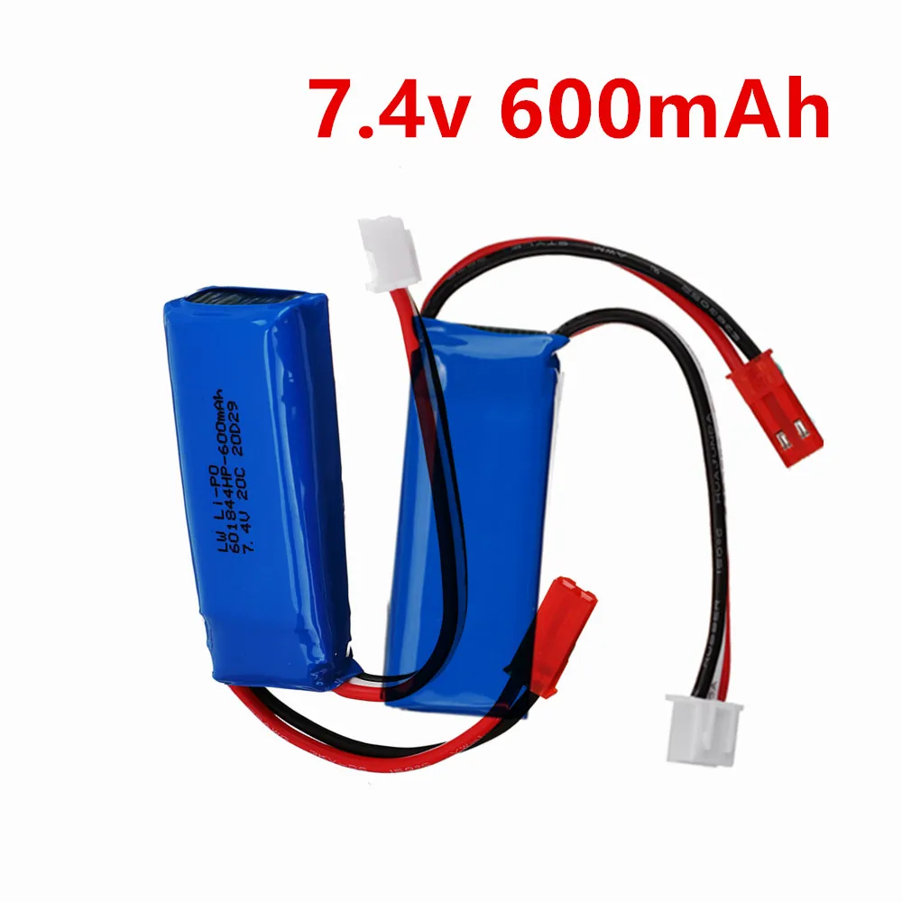 7,4V Akku 2S 600mAh 20C Lipo-Akku für WLtoys K969 K979 K989 K999 P929 P939 RC-Auto Spielzeugzubehör 2S 7,4V 601844 Akku
