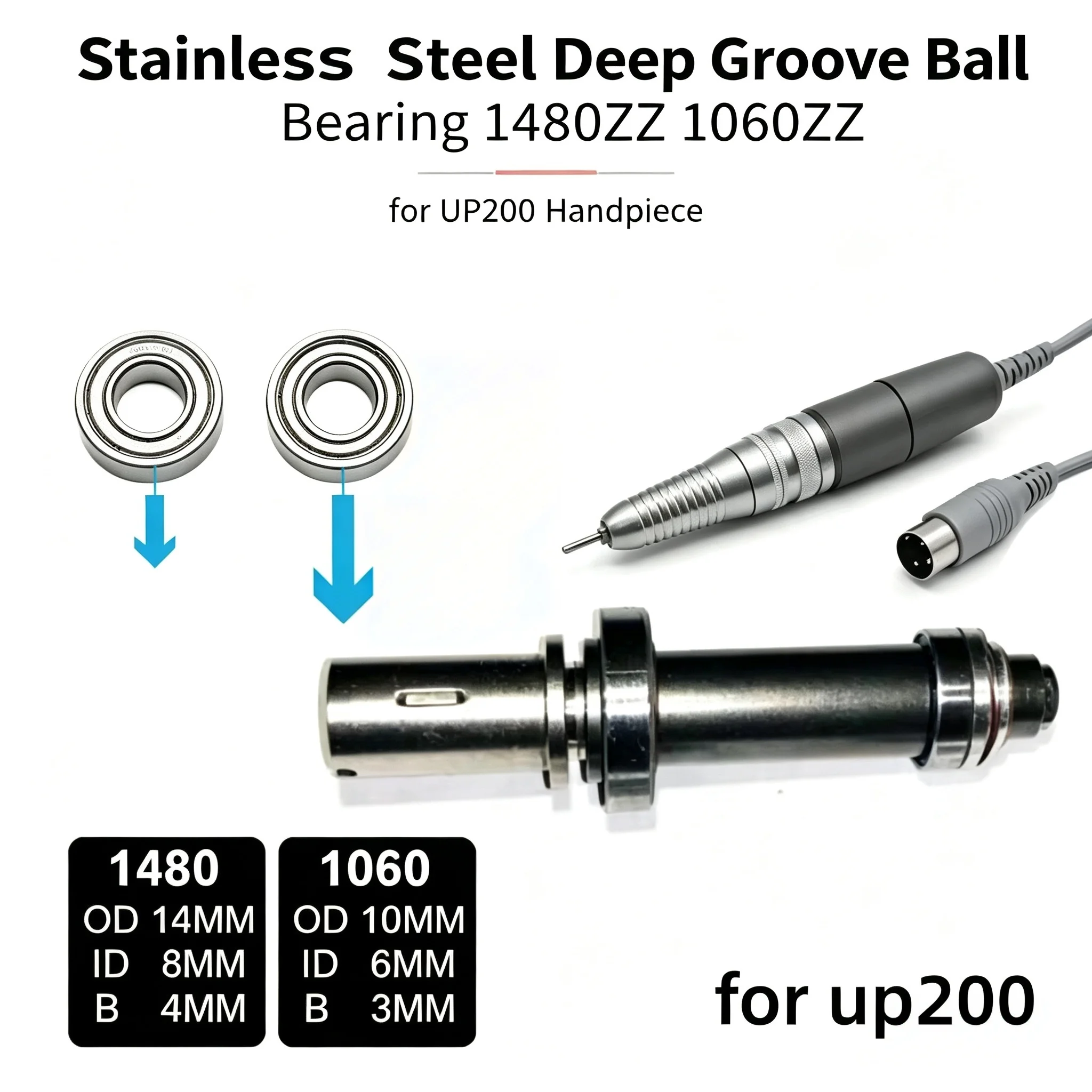 KUPA UP200 UG12 Nail Drill Handpiece Replacement Bearings #1 & #2 UPOWER