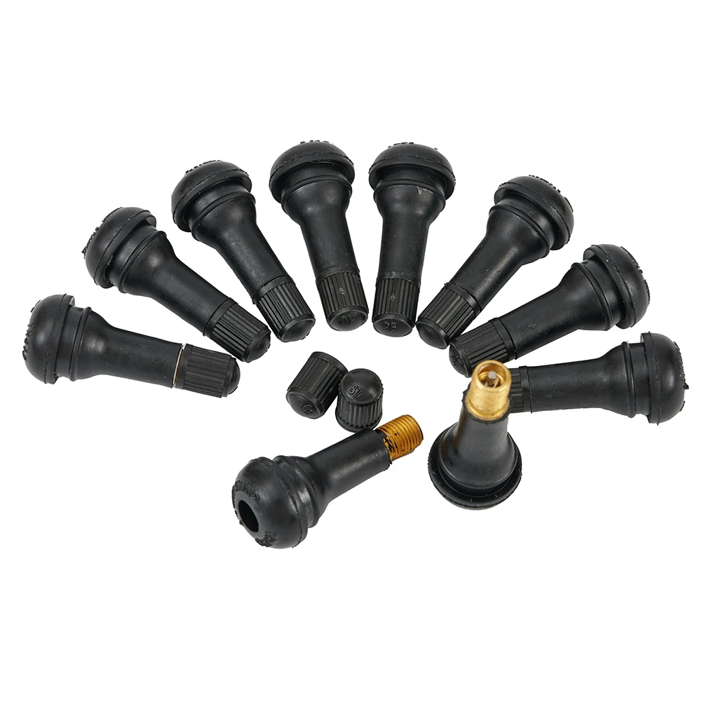 10pcs Black TR413 Snap In Type TireRubber Valve Tool Set/kit Tubeless Tyre Valves Stems Replacement Vehicle/Accessories