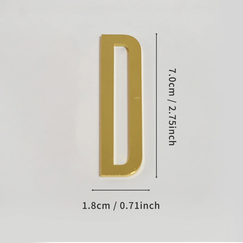 Goldene selbstklebende Hausnummern aus Metall mit englischen Alphabet-Buchstaben für Wohnung, Zimmer, Tür, Tisch, Briefkasten, Zahlenaufkleber, 7 cm – Detail 10