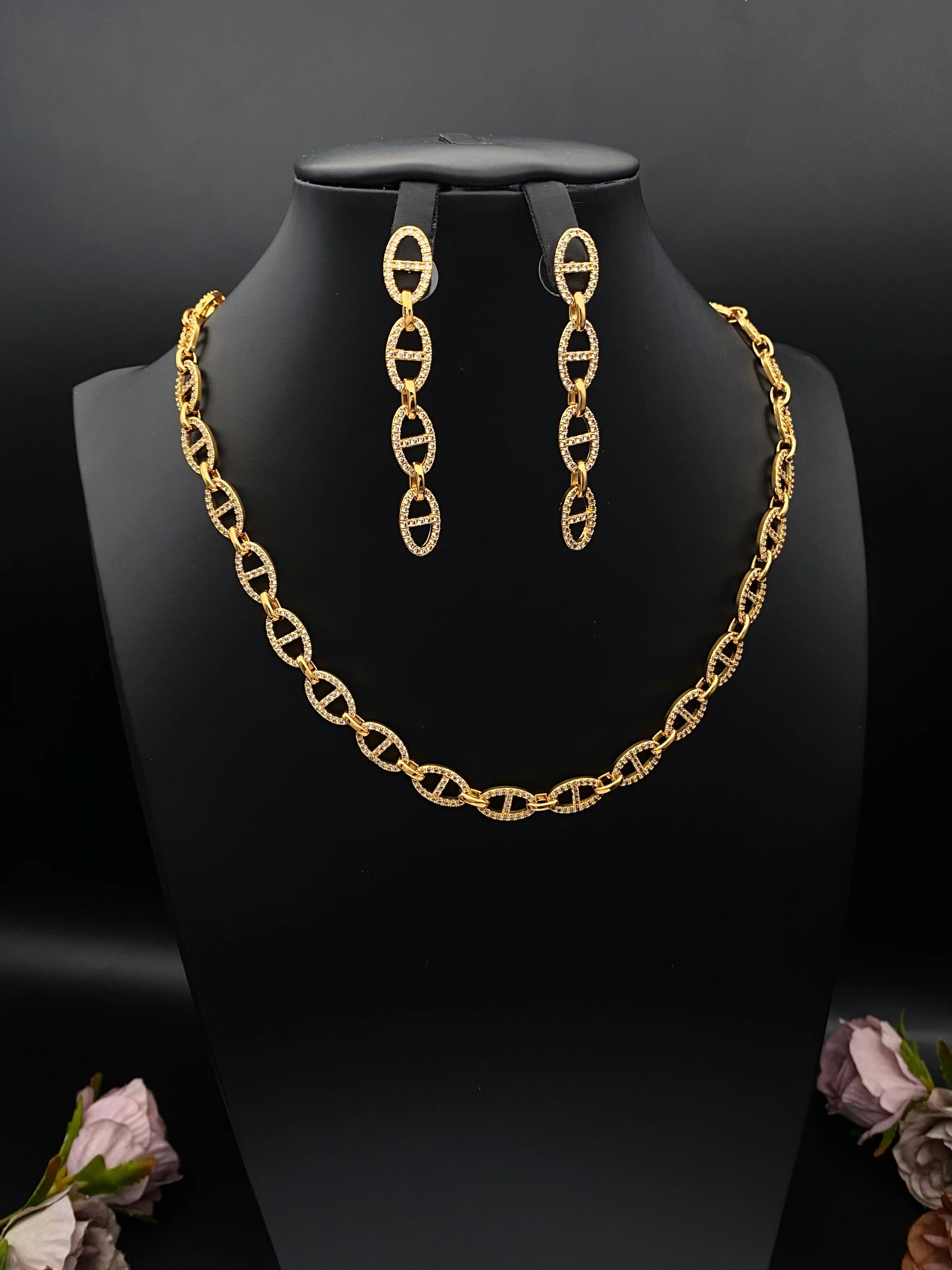 

Роскошный женский ювелирный набор Falair из двух предметов: ожерелье и серьги в дубайском стиле, подарок на День святого Валентина для женщин