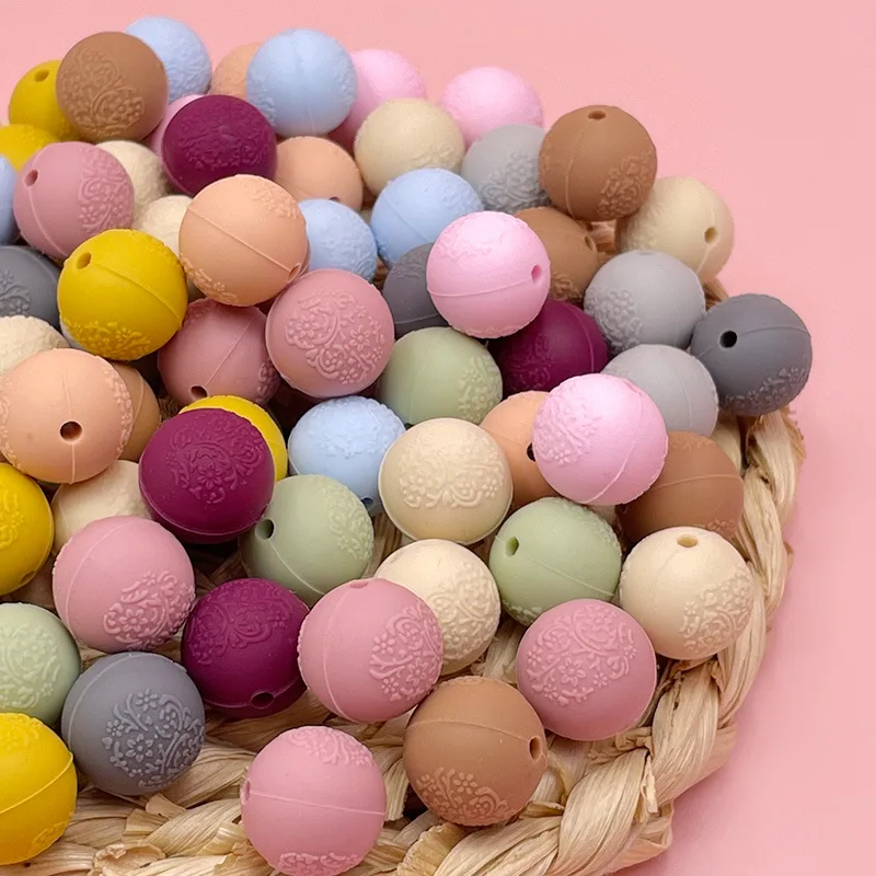 

100pcs Abacus Silicone Beads 15mm Round Silicone Bead for Jewelry Necklace Making DIY Pacifier Chain Clips Baby Toys Accessorie