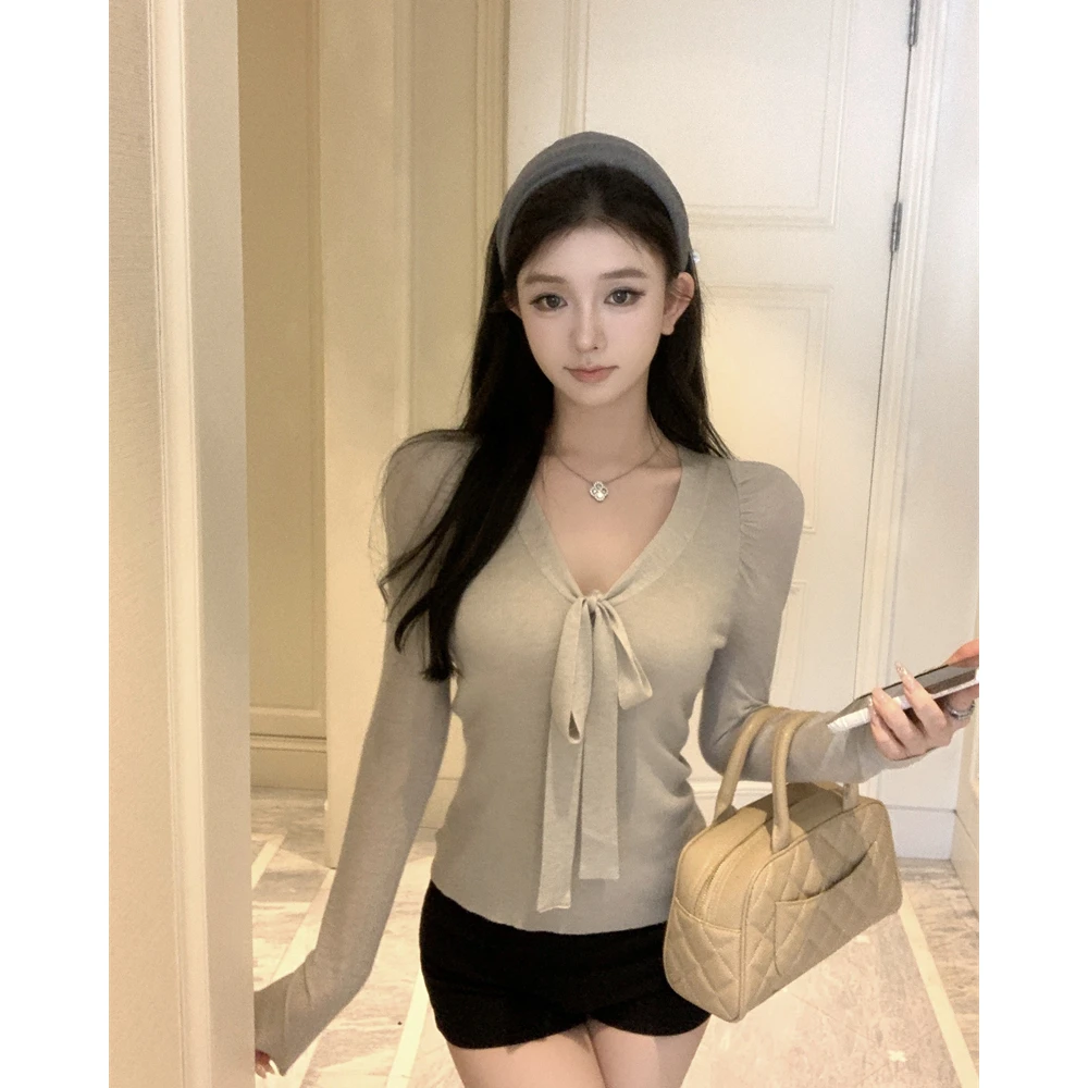 Ele تصميم اللون النقي الإحساس Sa Top 2025 خريف شتاء جديد Sle التخسيس الصغيرة ence المرأة Faion Princ St... #4