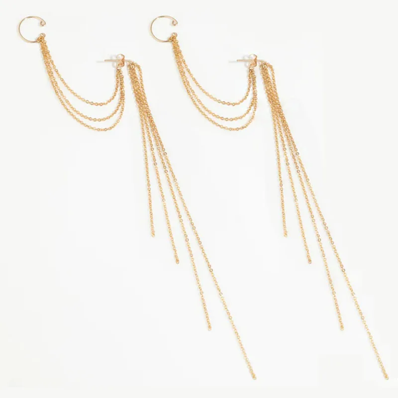 14K Gold Filled Chain Ear Cuff Earrings Handmade Drop Earrings Cuff Earrings Minimalist Personalized Jewelry Gift for Women view 4