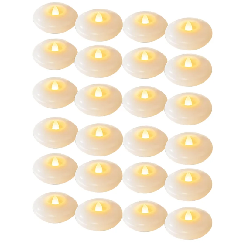 ABGH-24 White Flameless Waterproof Tealights, Battery-Operated Floating LED Candles For Cylinder Vases With 200 Hours Life