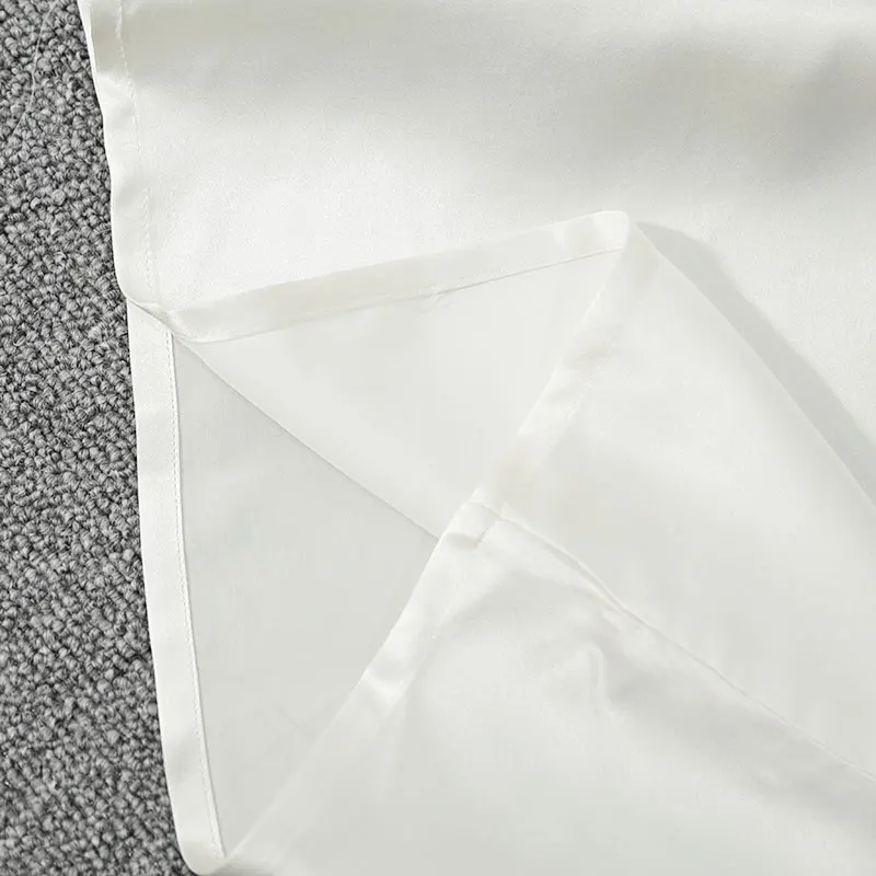 2025 ملابس كاجوال نسائية بيضاء 22 مللي متر ثقيلة 100% حرير التوت الطبيعي الساتان مرونة الخصر جيب تصميم بناطيل الشواطئ #3