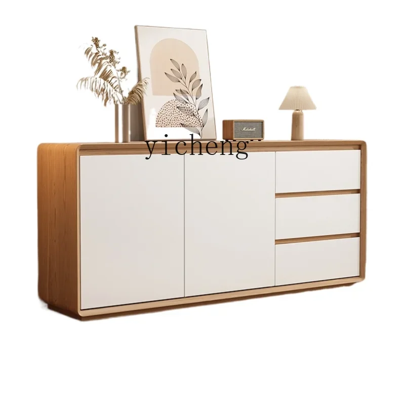 

ZK Modern Minimalist Multi-Functional Solid Wood Sideboard Simple Living Room Storage Cabinet Wall Integrated Entrance Cabinet