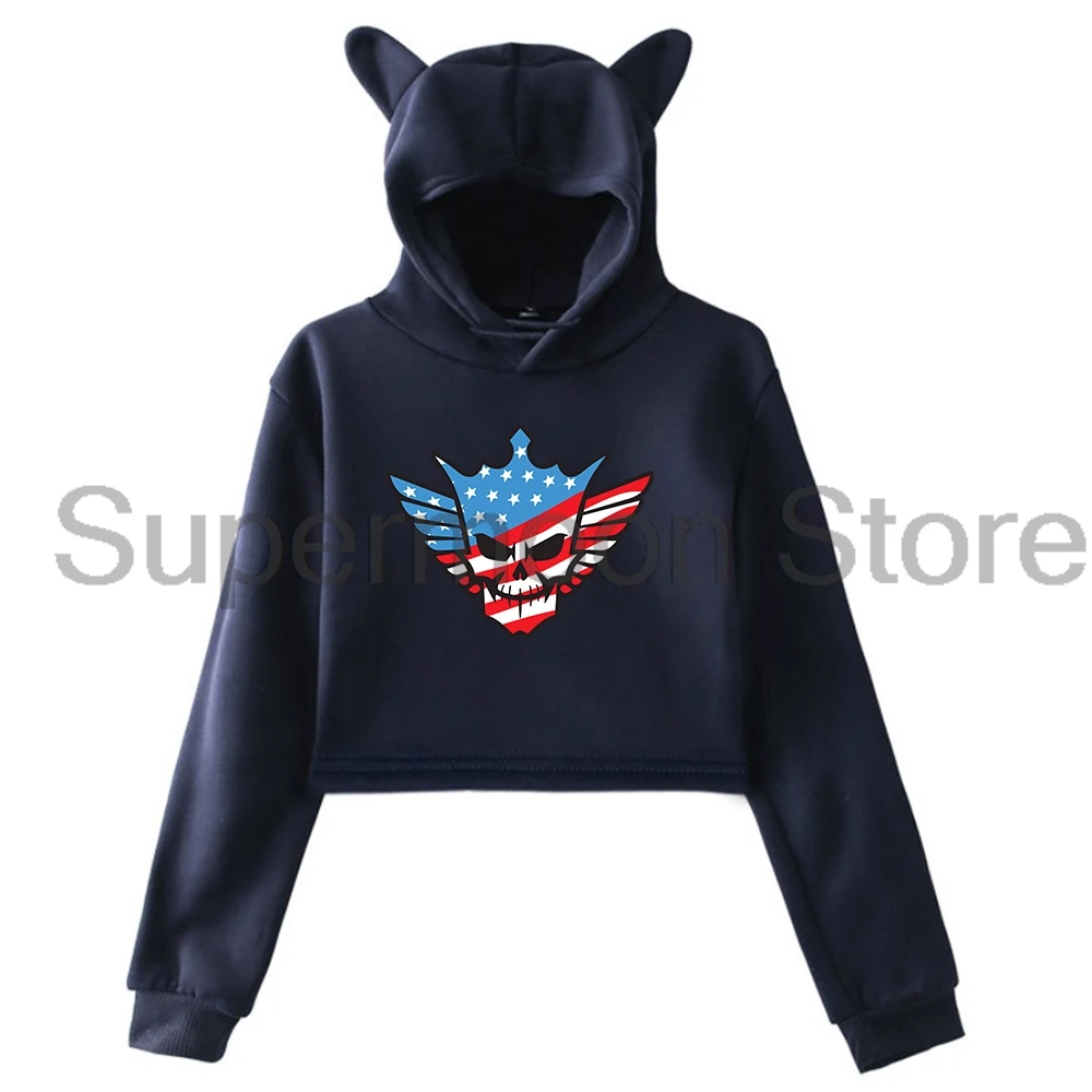 Cody Rhodes Victory Hoodie Female Cat Ears Hooded Sweatshirts Long Sleeve Crop Top Women's Clothes