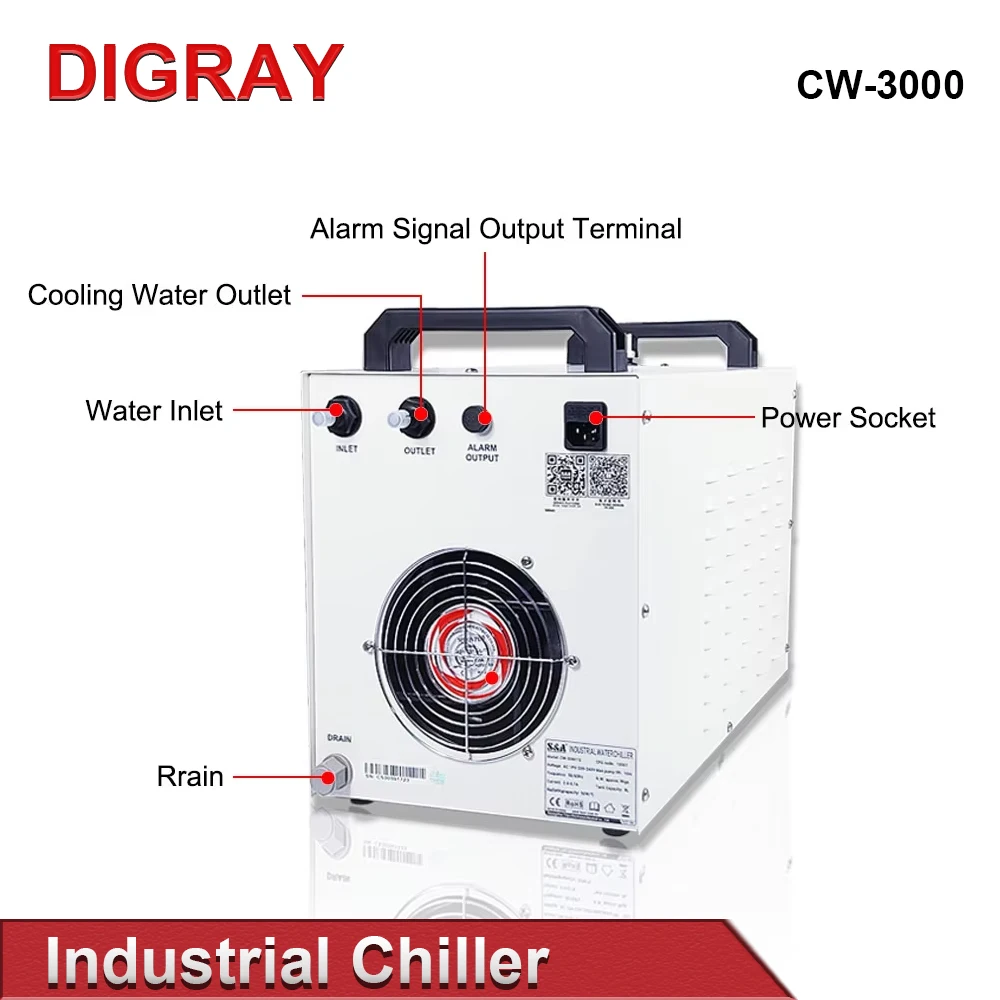 مبرد المياه DIY S & A-الصناعي لآلة قطع نقش CO2 ، 40 واط ، 50 واط ، 60 واط ، 80 واط ، أنبوب ليزر DG110V ، TG220V ، CW3000