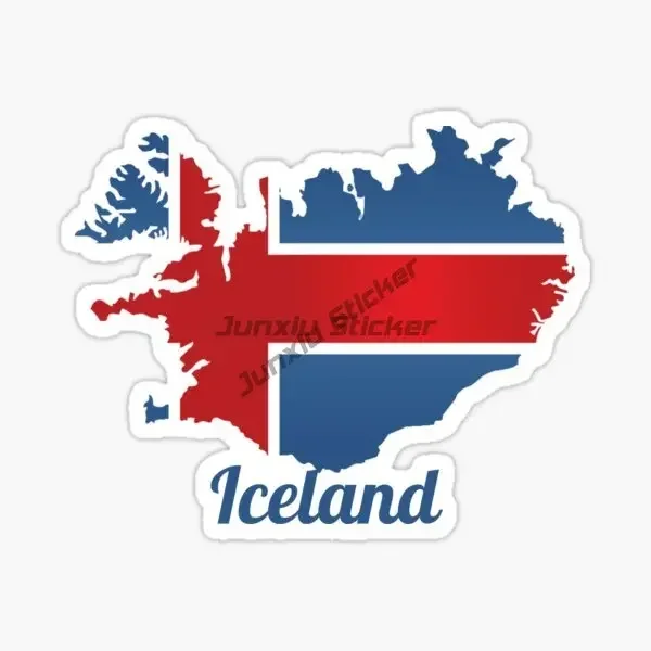 Iceland Flag Emblem Creative PVC Stickers for Motorcycle Bycicle Camper Van Car Window Wall Decal Accessories