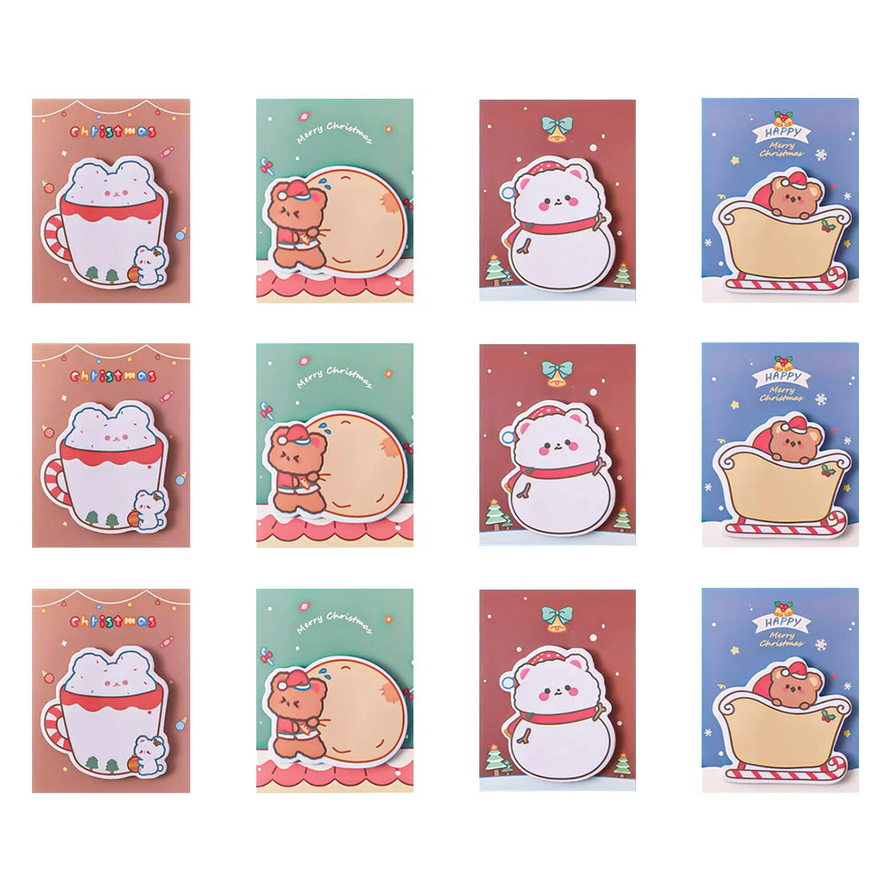 

12 Pcs Christmas Sticky Notes Decor Message Classified Sticker Decors Notepads Memo Stickers Self Adhesive Memorandum