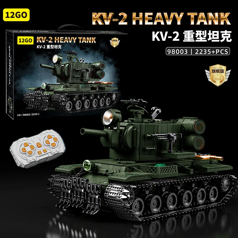

2235pcs MOC RC ww2 Military KV2 Heavy Tank Building Blocks Model Bricks Assembling Toys for Children Birthday Gift Set