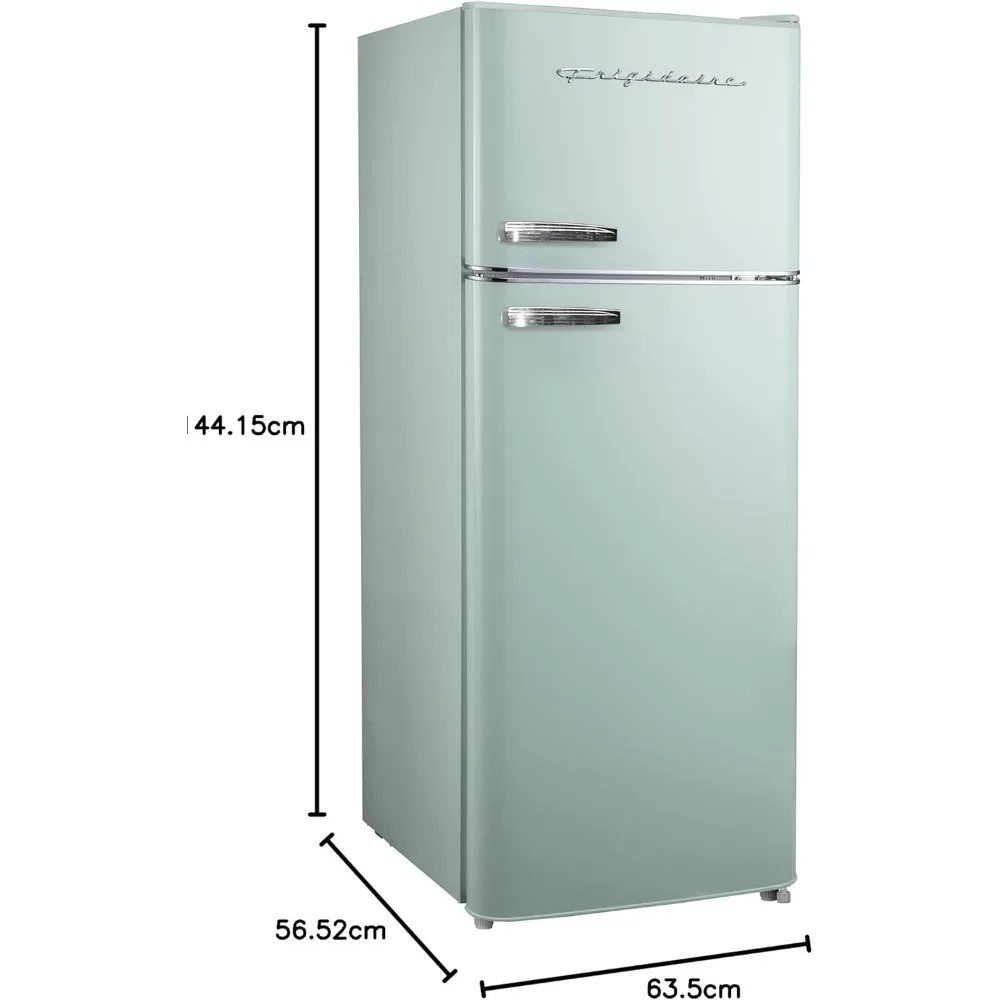 2 Door Apartment Size Refrigerator with Freezer, 7.5 cu ft, Retro, Mint