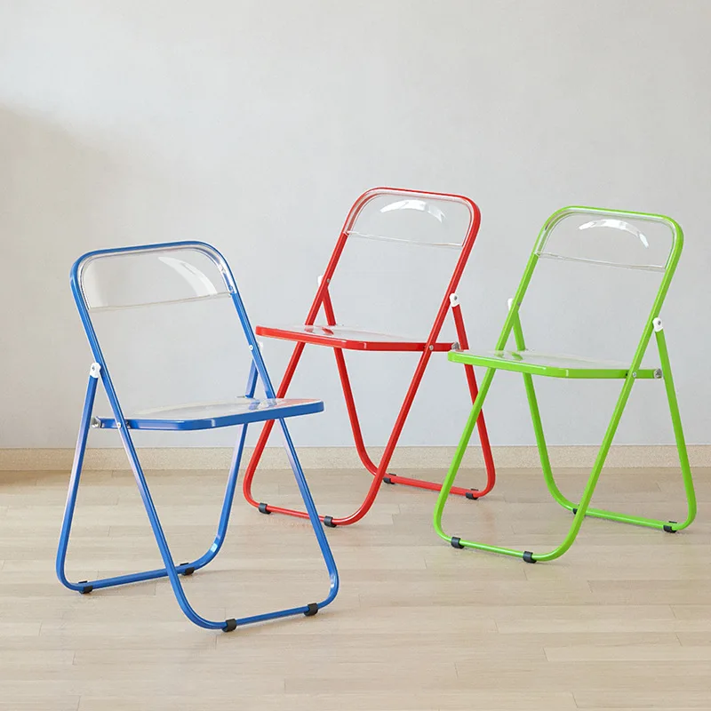 Household Transparent Folding Chair Fashion Crystal Dining Chair Light Stool With Backrest Photography Chair And Makeup Chairs