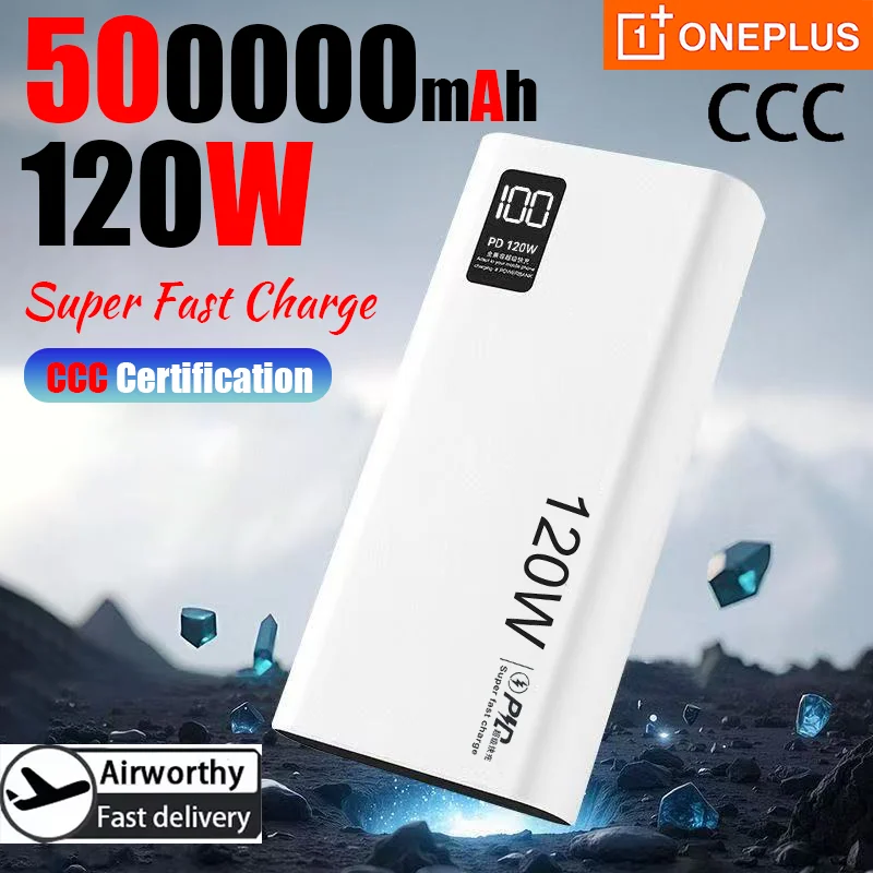 ONEPLUS NEW 120W CCC Certification Fast Charging 500000mAh PowerBank High Capacity Powerbank Portable Battery Charger For Iphone