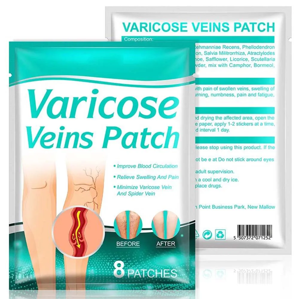 Parches de venas varicosas ZK30 8 piezas, parches de tratamiento de venas varicosas, Vasculitis, parches de venas varicosas, pegatina médica