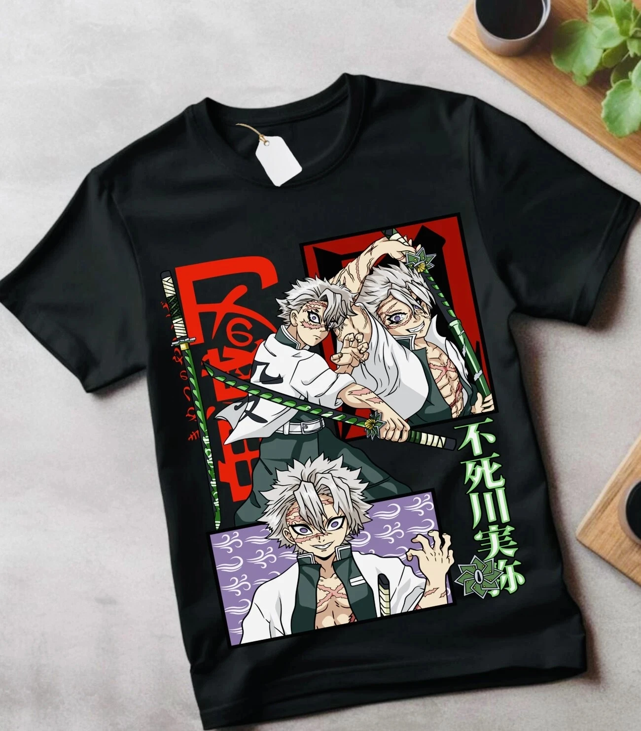 2026 Sommer Demon Slayer Anime Shinazugawa Sanemi Lockeres Kurzarm-T-Shirt aus Reiner Baumwolle für Kinder Trendiges Unisex Casual Y2k