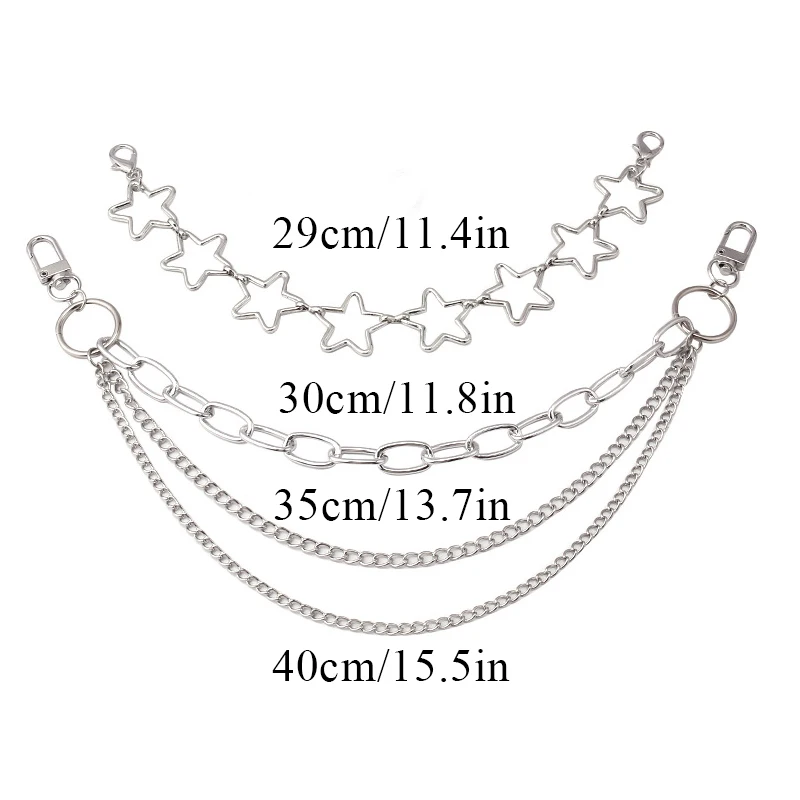 Bag Chain Hollow Out Pentagram Pendant Multi-layer DIY Personality Clothing Chain Chain Bag Decor With Lobster Buckle Pendant