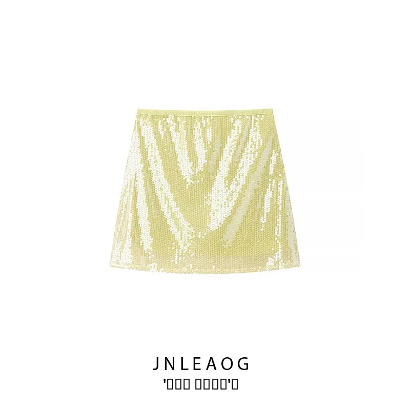 JNLEAOG Wiosenna Nowa Kolekcja Damska Modny Krój Wyszczuplająca Talia Super Dopasowana Spódnica Elewacyjna z Wysokim Stanem z Włókna Poliestrowego