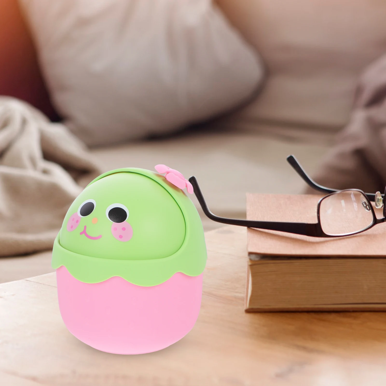 

Mini Desktop Trash Can Pink Wastebasket Bins Storage Container Cartoon Waste Bin Small Rubbish Bucket Plastic Garbage Can